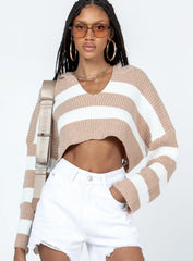 Benson Cropped Sweater Beige/White