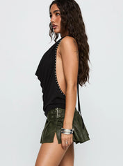 Full Throttle Pleated Mini Skirt Army Green