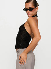 Hotter Than Fire Lace Halter Top Black