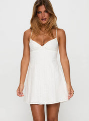 Dearly Embroidered Mini Dress White Petite