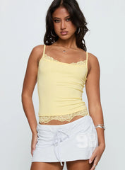 Falling Through Lace Detail Top Lemon