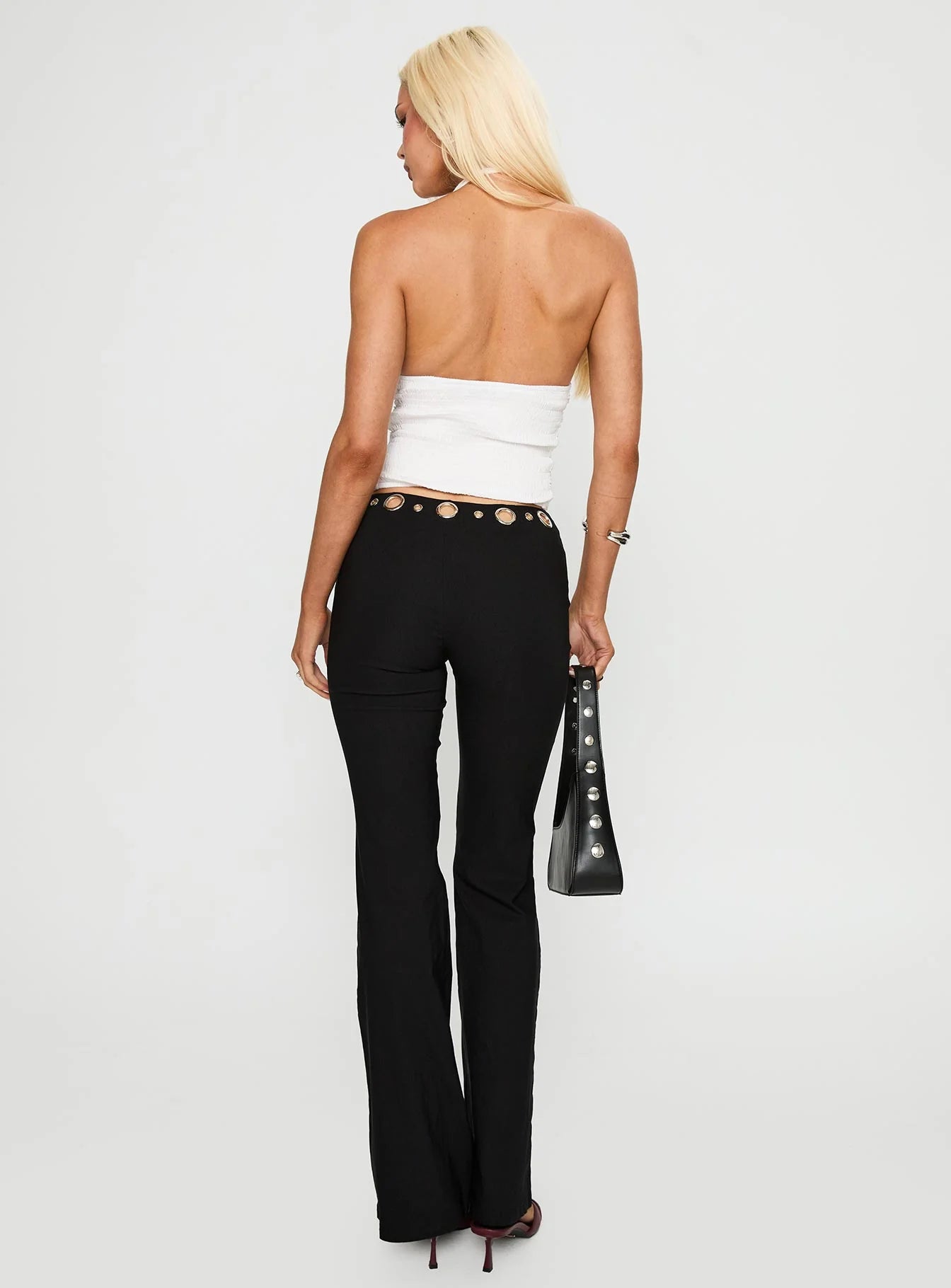 True Grit Eyelet Flare Pants Black