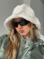 Theo Plush Bucket Hat White
