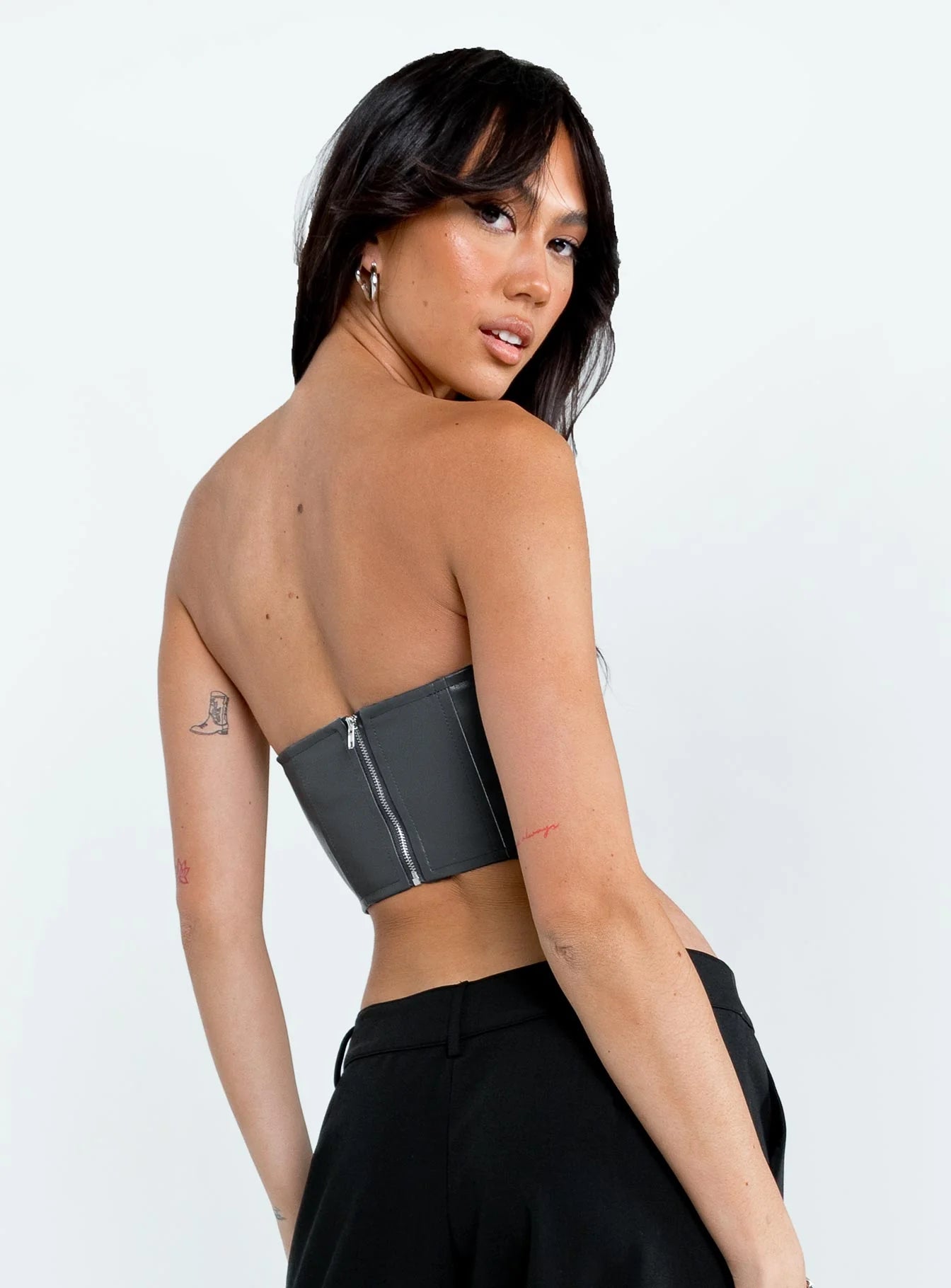 Jessica PU Bustier Grey