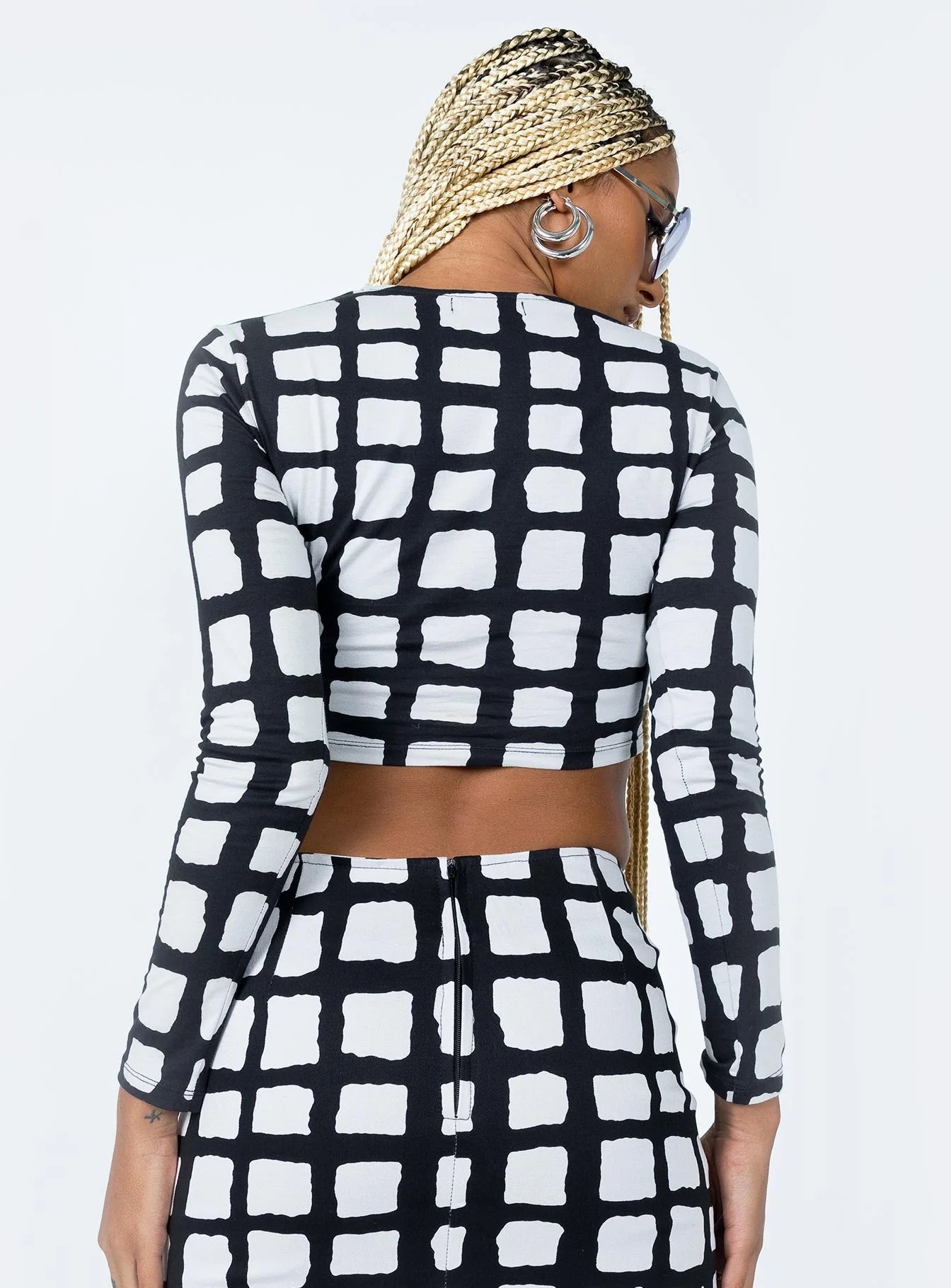 Motel Bonnie Top Mesh Mono Painted Check