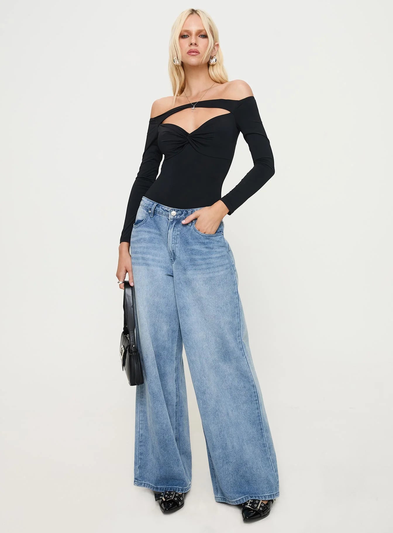 Bleue Long Sleeve Bodysuit Black