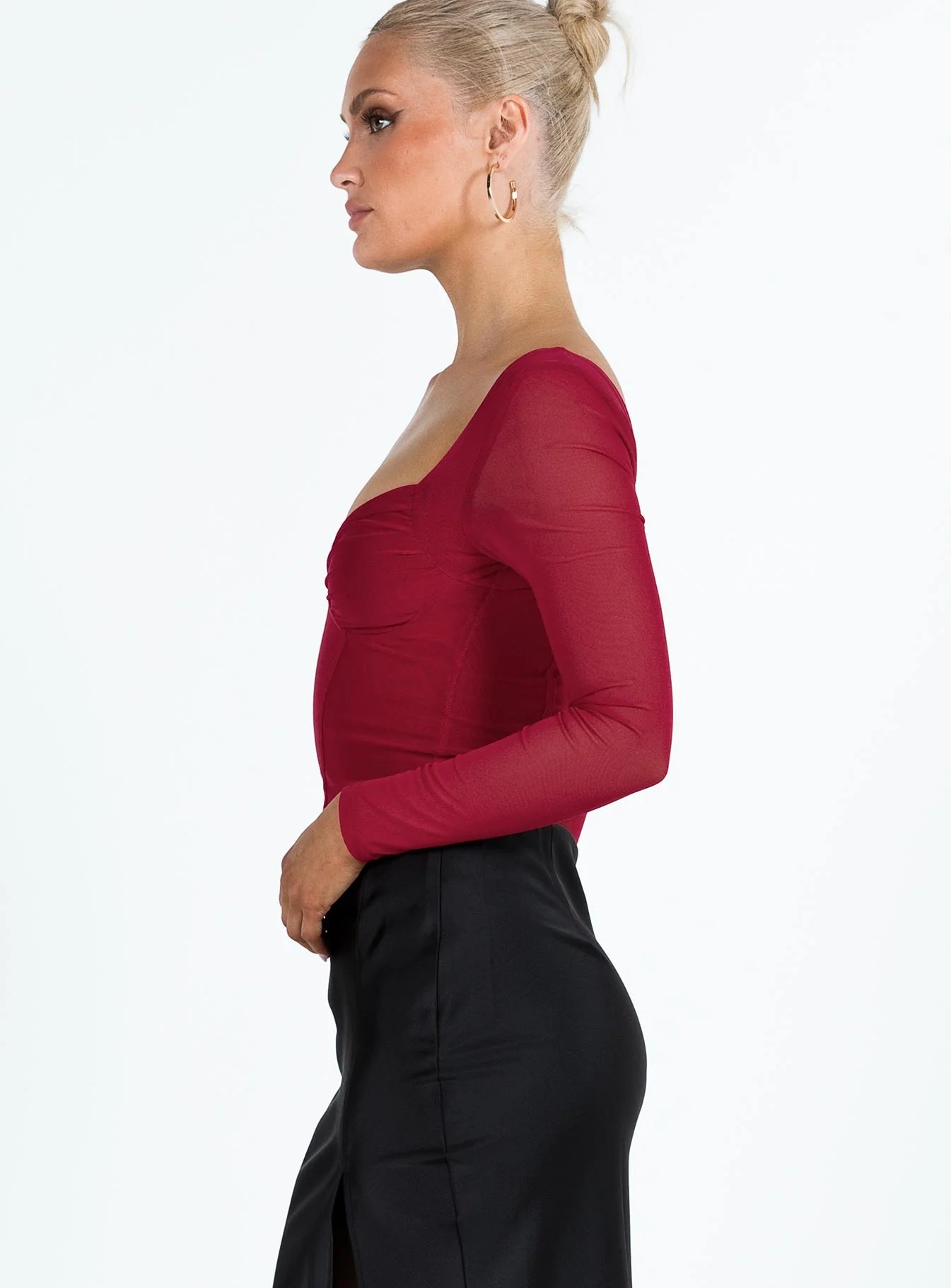 Bruna Top Long Sleeve Red Lower Impact