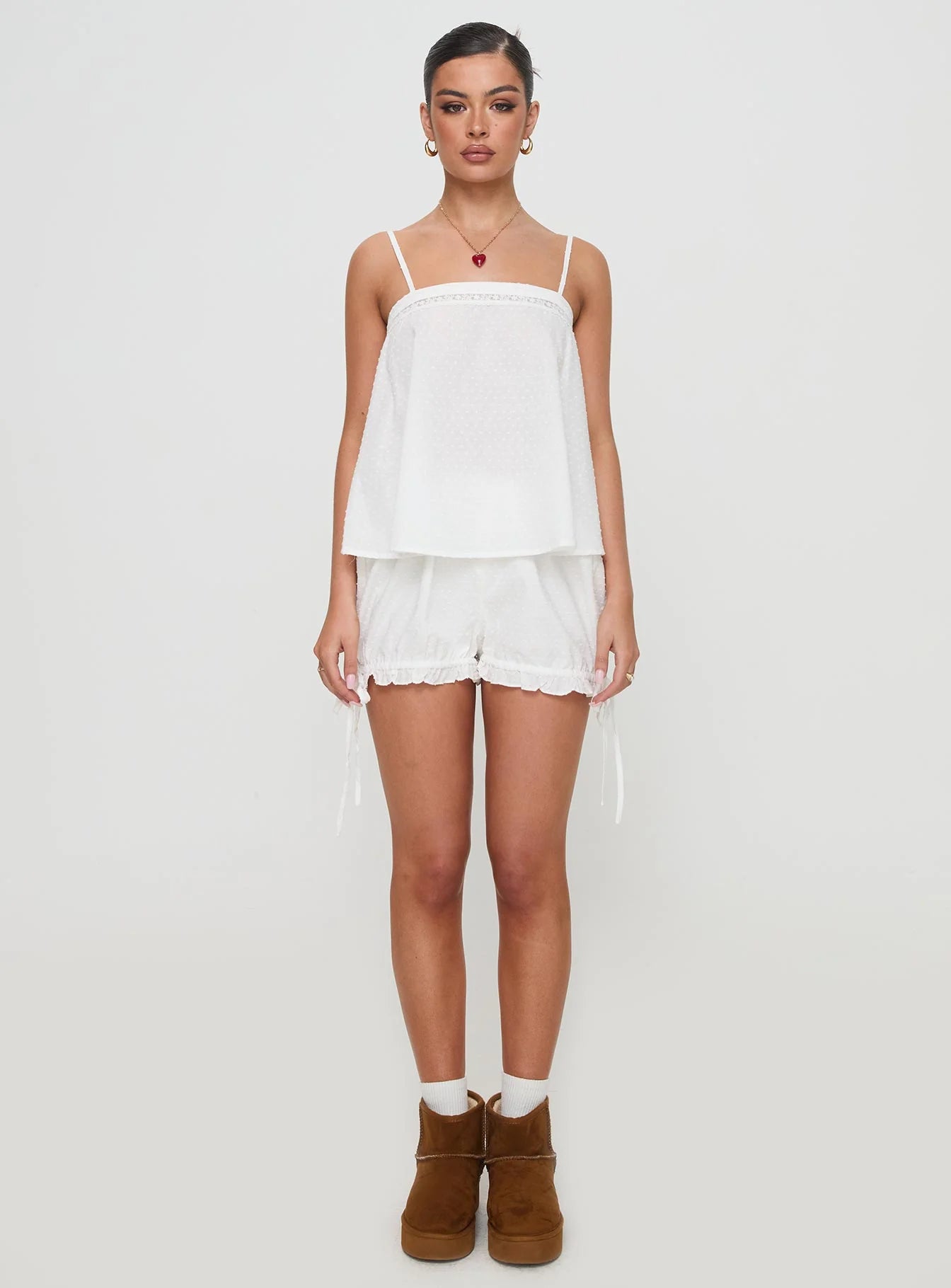 Invisible String Lace Sleep Short White