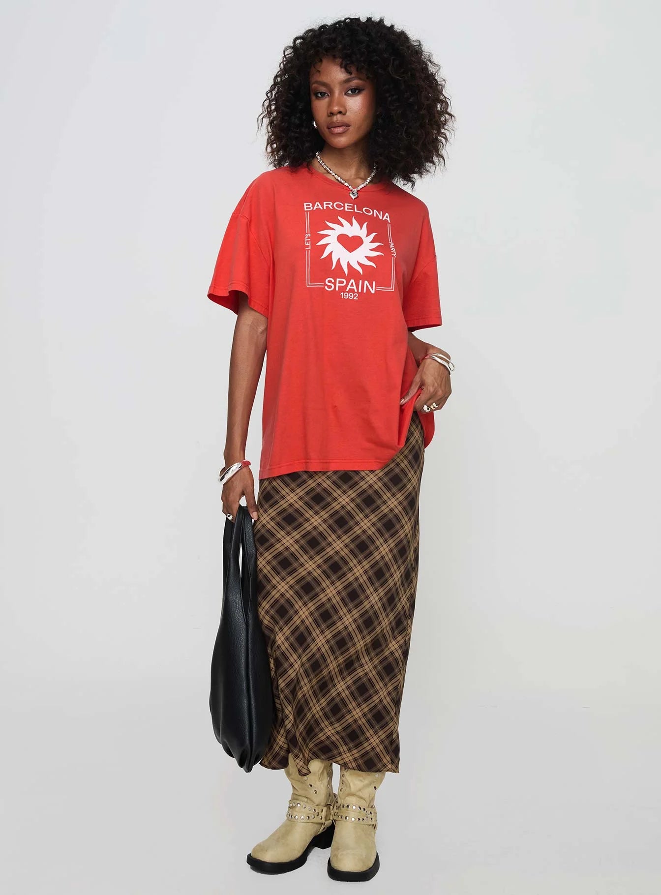 Party In Barcelona Oversized Tee Red