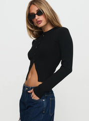 Suzu Long Sleeve Knit Top Black