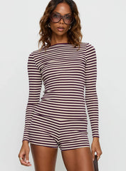 Caprise Wide Neck Long Sleeve Top Purple Stripe