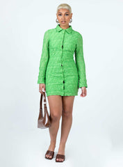 Calvert Long Sleeve Mini Dress Green