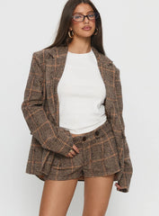 Ayvanna Mini Shorts Brown Check
