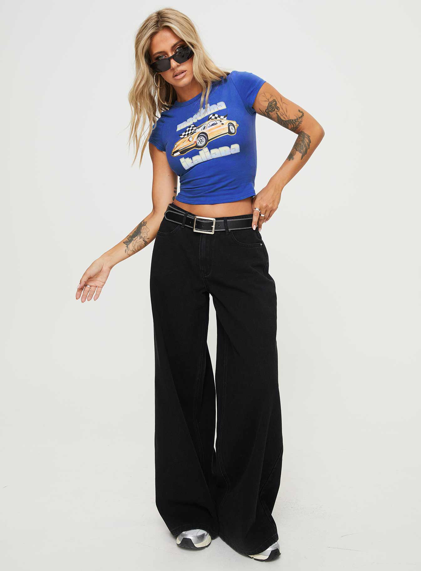 Naylor Mid Rise Wide Leg Jeans Washed Black Tall