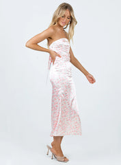 Barnsley Strapless Midi Dress Pink / Floral