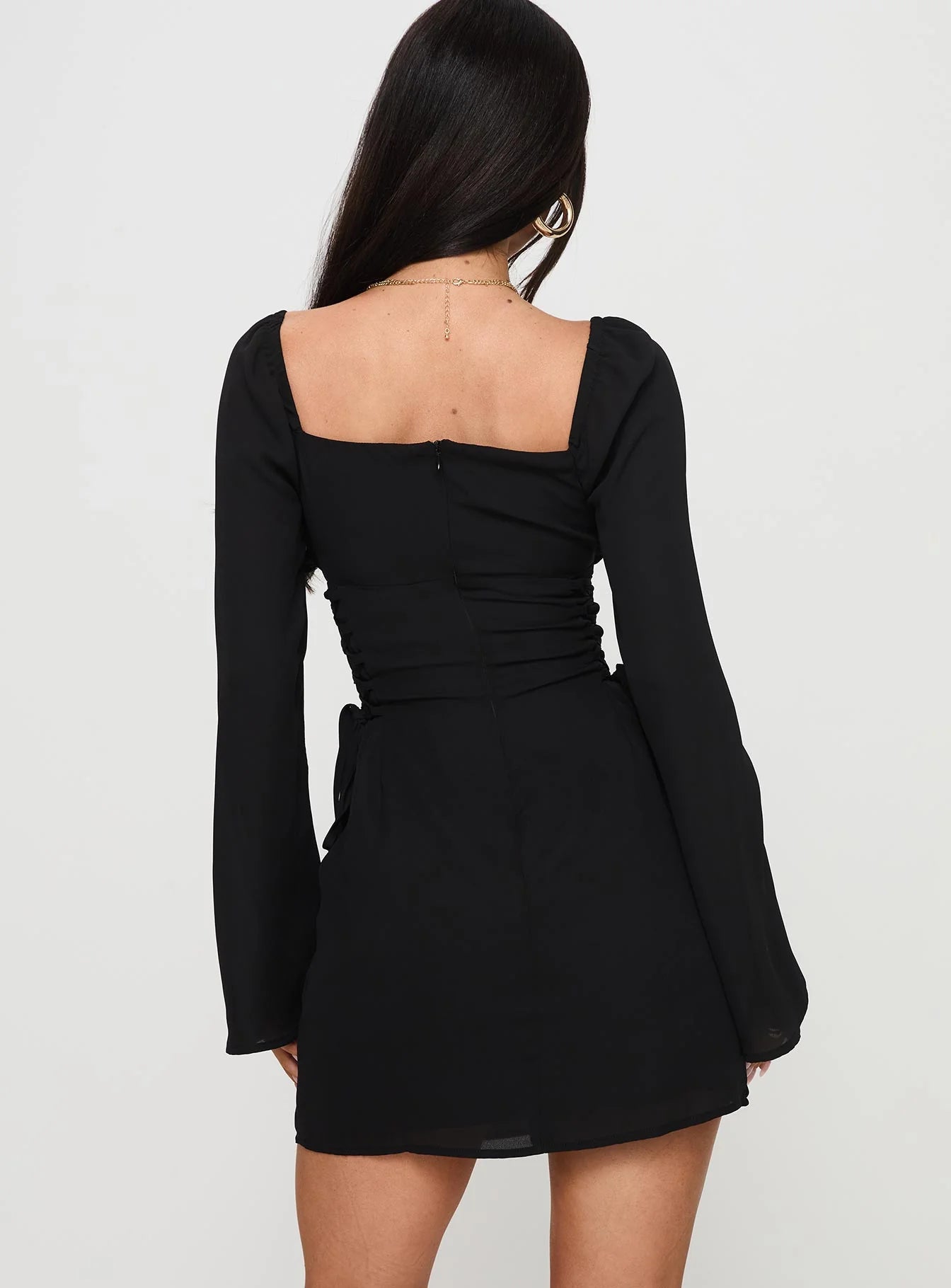 Eternal Flame Long Sleeve Mini Dress Black