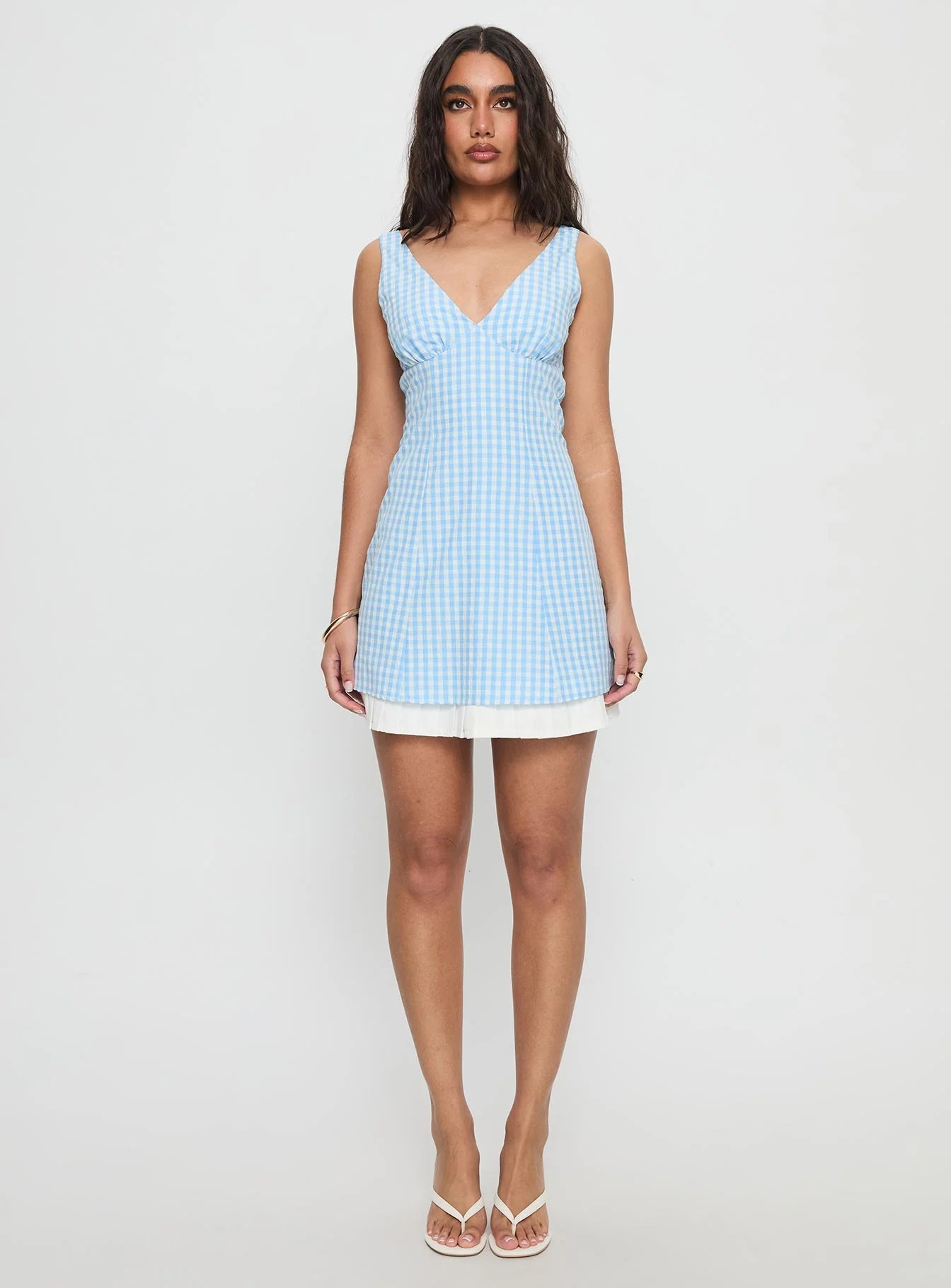 Evielle Underskirt Mini Dress Blue Check