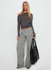 Party Hour Off Shoulder Top Charcoal