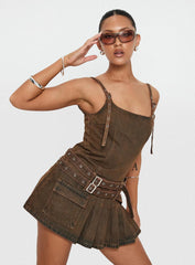 Biker Mini Dress Petrol