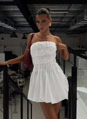 Karenza Bubble Hem Mini Dress White