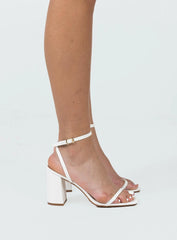 Nightfall Ankle Strap Block Heels Matte White