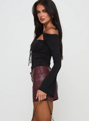 Magee Faux Leather Mini Skirt Burgundy