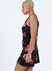 Shelli Vintage Floral Mini Dress Black / Multi