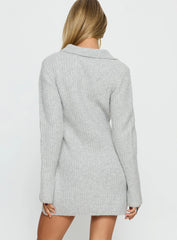 Naloma Knit Long Sleeve Mini Dress Grey Marle