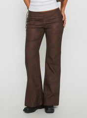 Trickrider Tie Side Faux Leather Pants Chocolate
