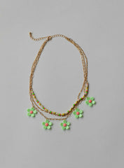 Mildara Flower Necklace Gold / Green