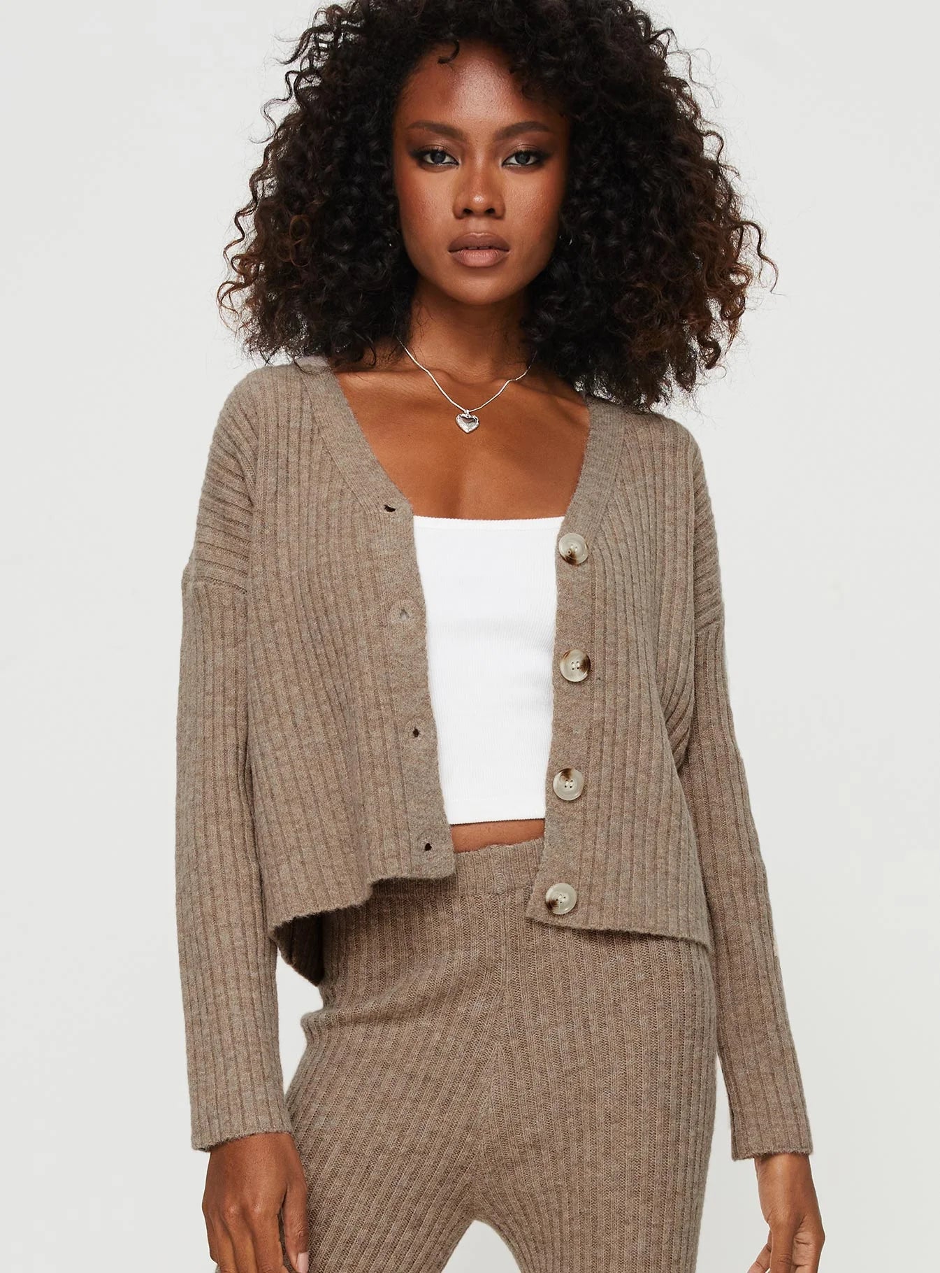 Yang Knit Cardigan Brown