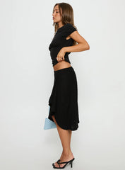 Esmeray Midi Knit Skirt Sheer Black
