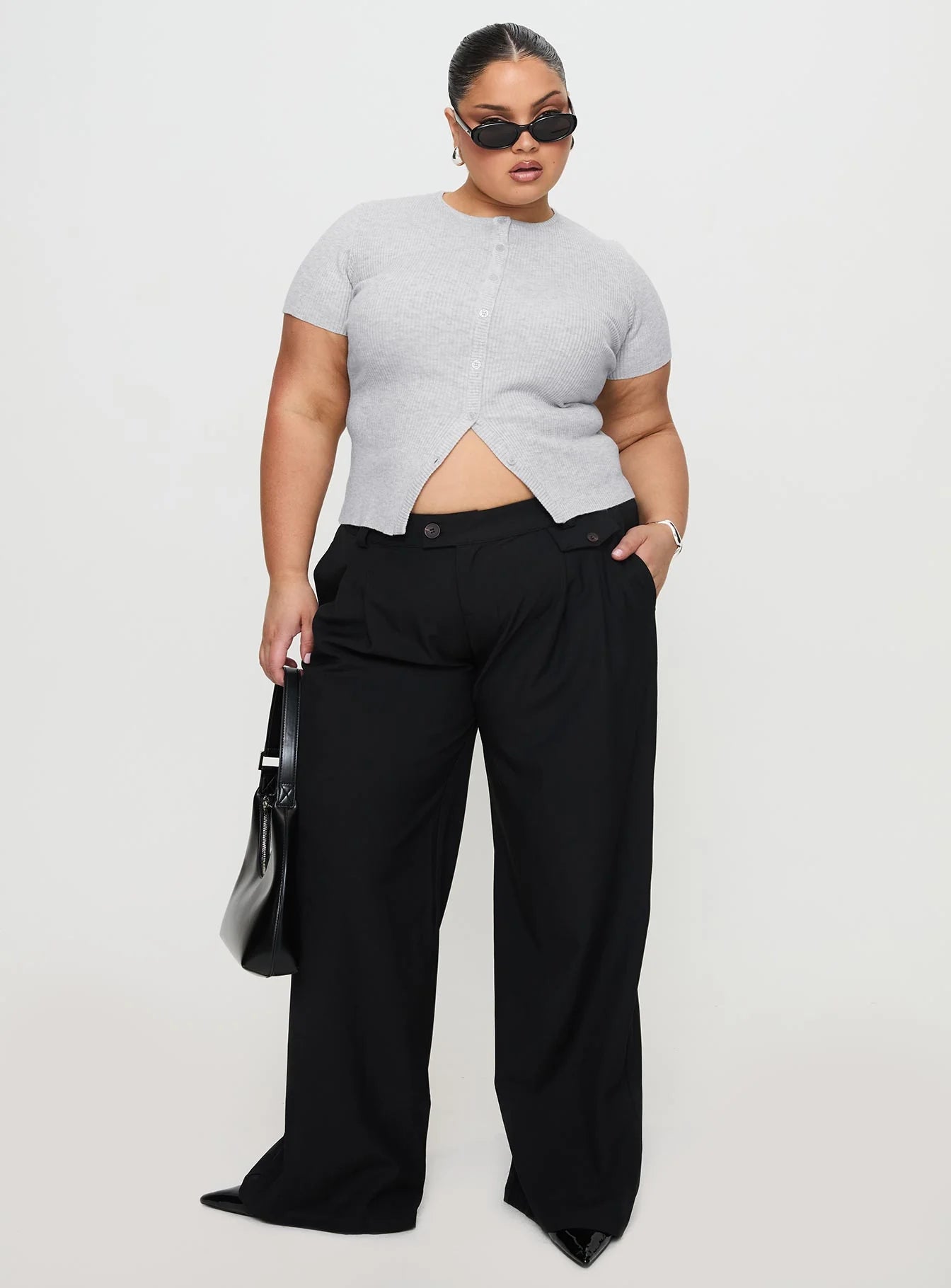 Suzu Knit Top Grey Curve