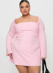 Bombshell Long Sleeve Mini Dress Pink Curve