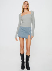 Gleeson Square Neck Long Sleeve Top Grey