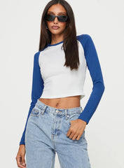 Markey Long Sleeve Top White / Blue