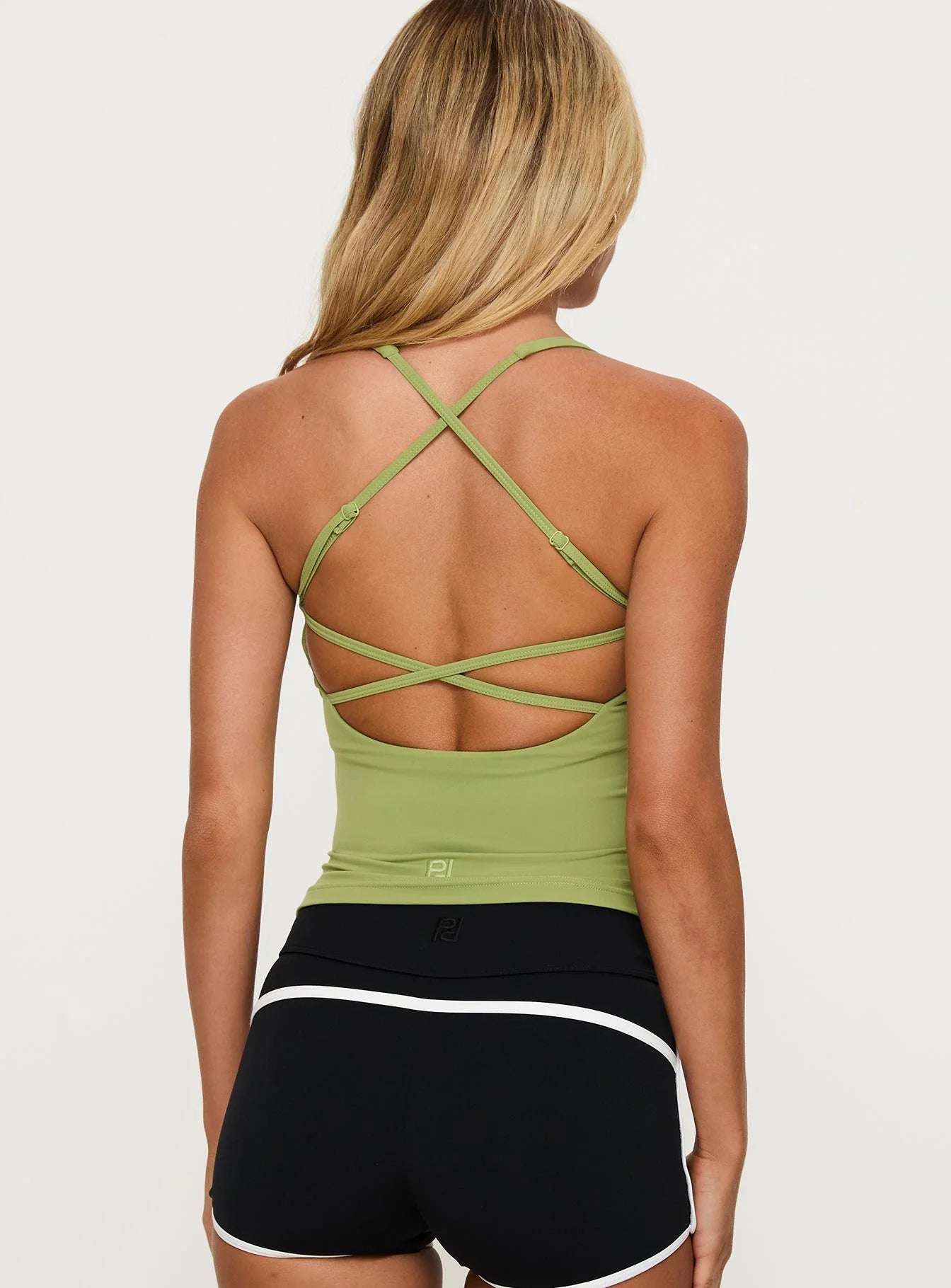 Layup Active Longline Cross Back Top Green