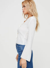 Frelle Long Sleeve Tie Top White