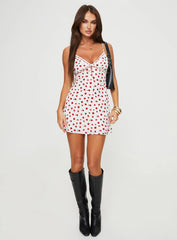 Karena Mini Dress White / Red Floral