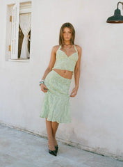 Aspyn Embroidered Midi Skirt Sage Green