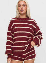 Read Your Mind Knit Sweater Maroon Stripe