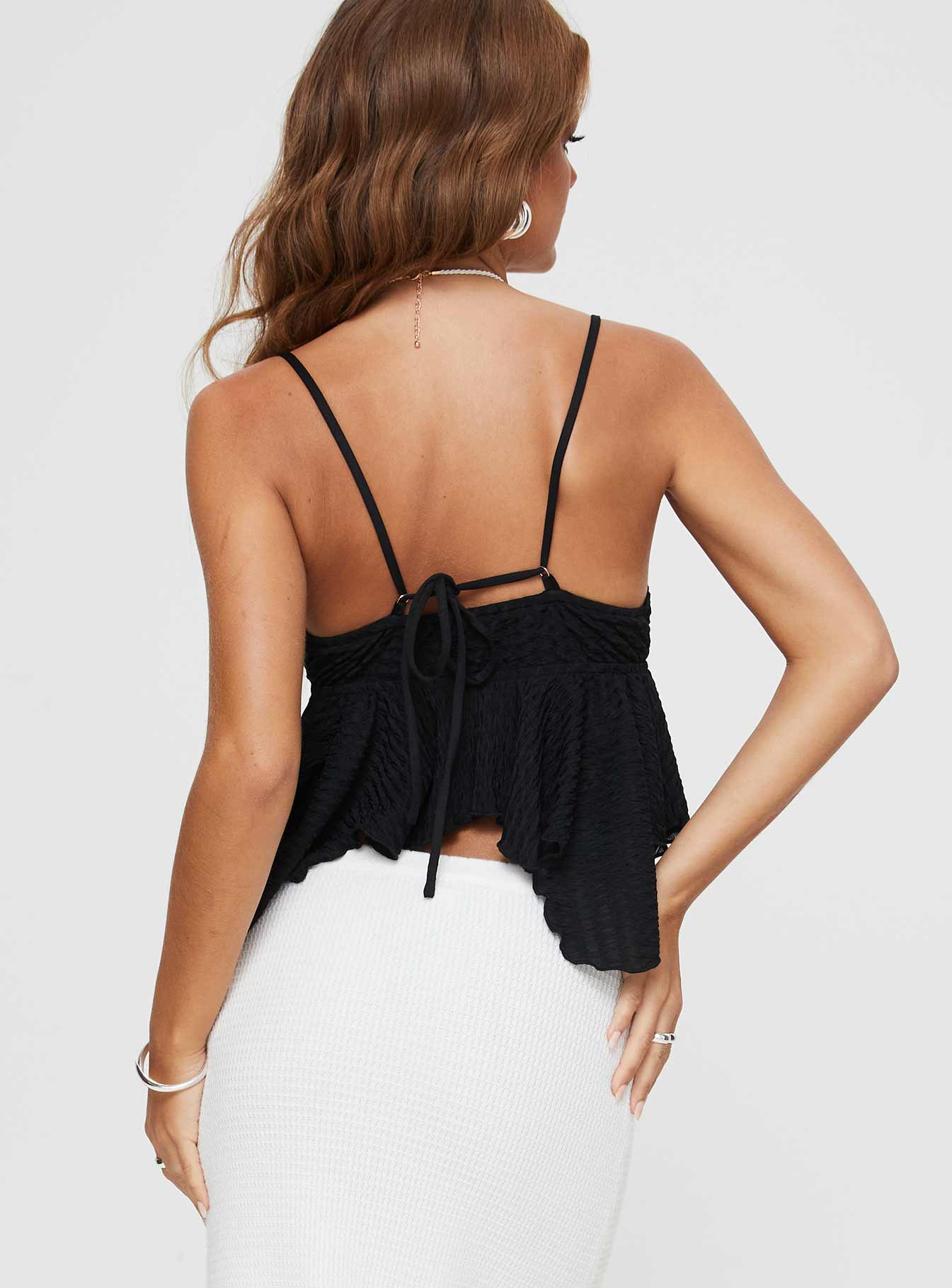 Laren Flutter Cami Top Black
