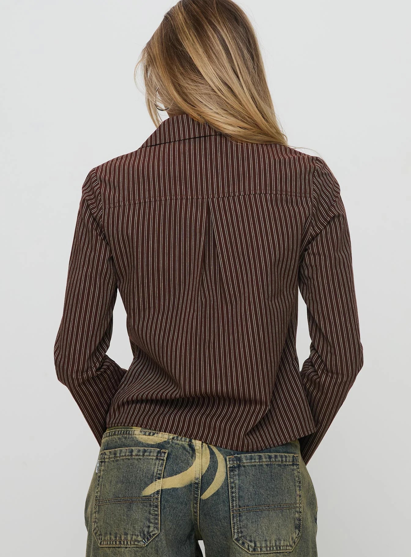 Rozetti Long Sleeve Top Brown Stripe