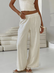 Louis Linen Blend Pants White Petite