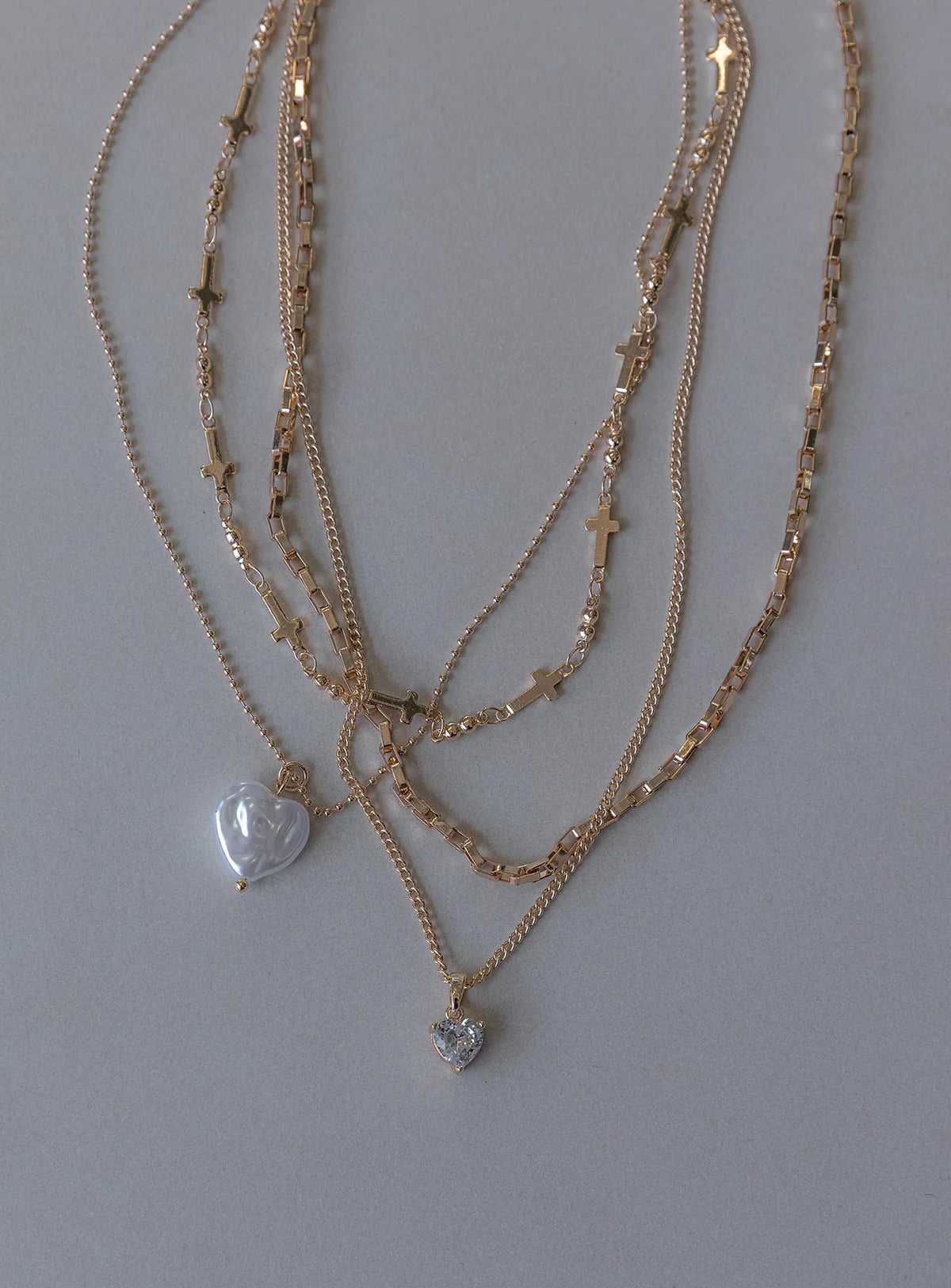 Baroness Pearl Heart Necklace Pack Gold