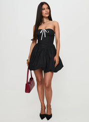 Melaina Bubble Hem Mini Dress Black