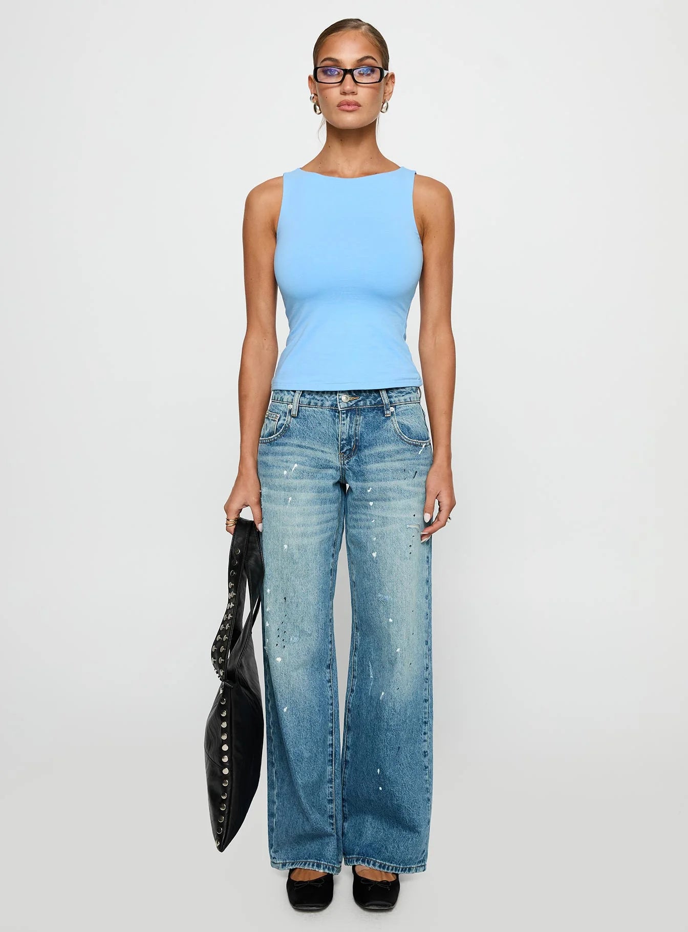 Lose Your Number High Neck Top Blue