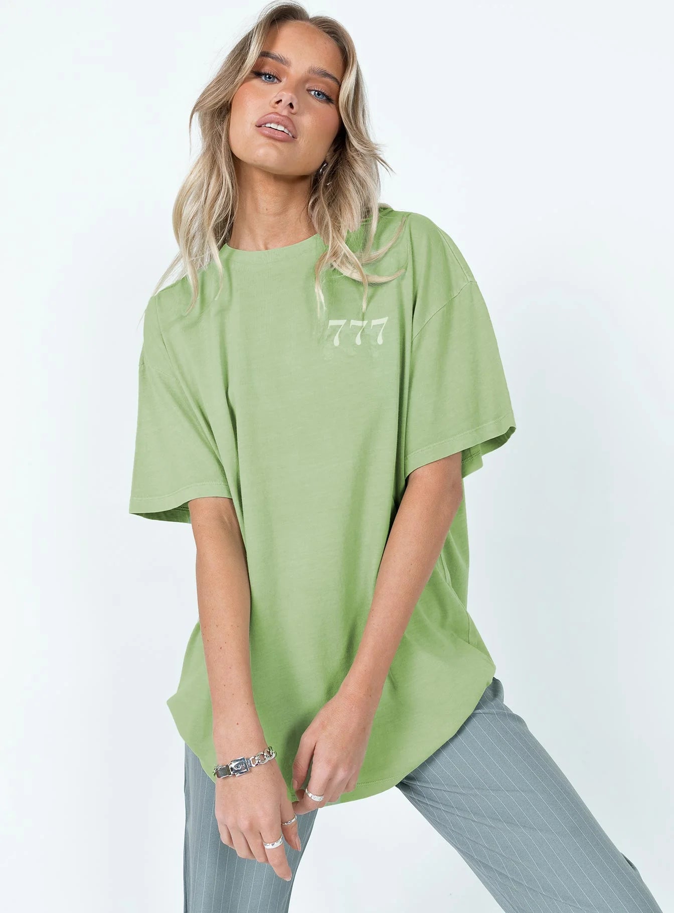 Organic 777 Luck Oversize Tee Green