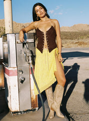 Dawn To Dusk Faux Suede Top Brown