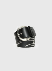 Jordynne Studded Faux Leather Belt Black / Silver